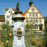 Das Rathaus mit Osterbrunnen in Bad Rodach